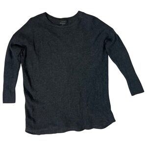 Talhari Women's 2X Dark Gray 100% Extrafine Merino Wool Textured Sweater